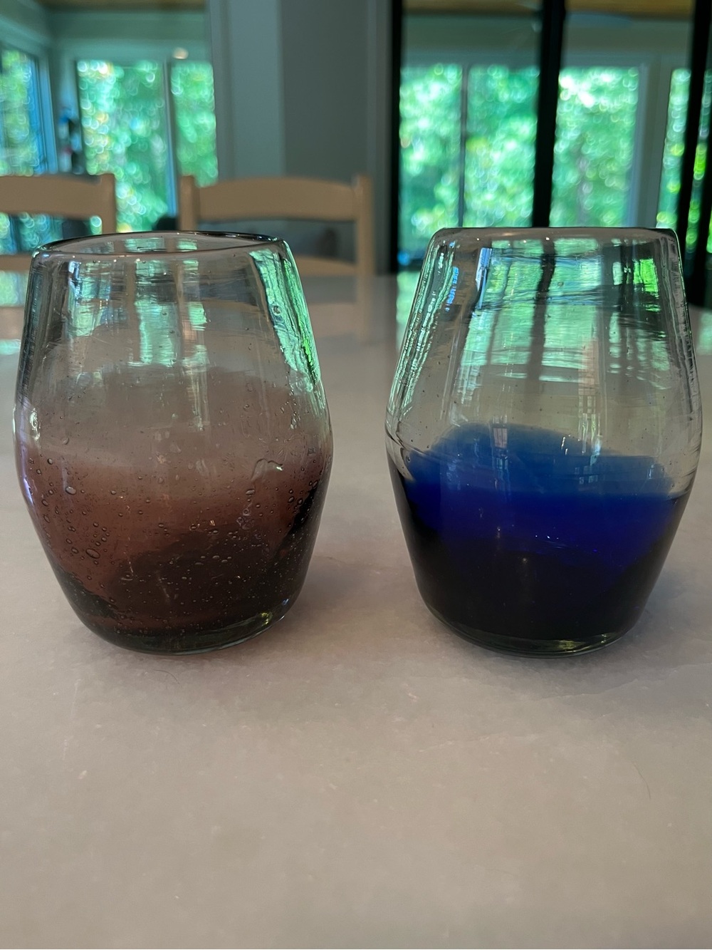 Uncommon Goods Ombre Stemless Wine Glasses Hand Blown Mexico – Set of 2